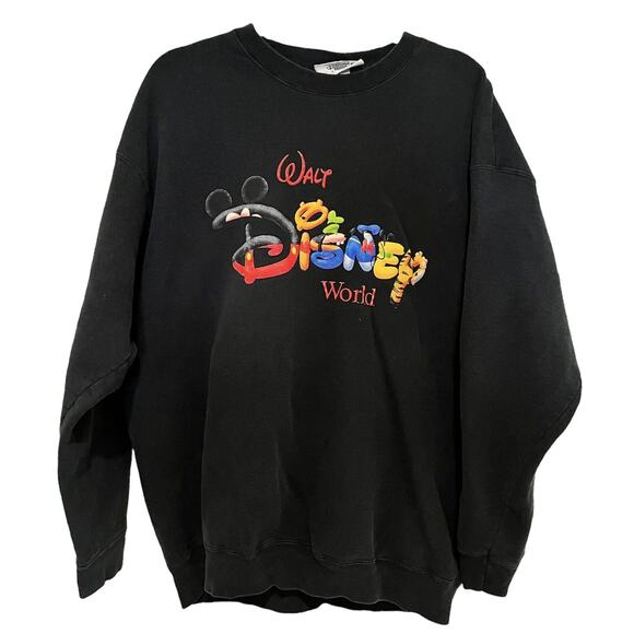 Disney Vintage Sweaters - Disney World Sweater Plus Sz 2XL Vintage 90s Logo Design Mickey Tigger Pooh XXL